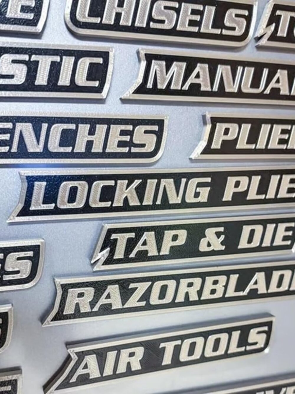 12 Pack of Magnetic Toolbox Labels, 3D-Printed Tool Box Labels, General Tool Box